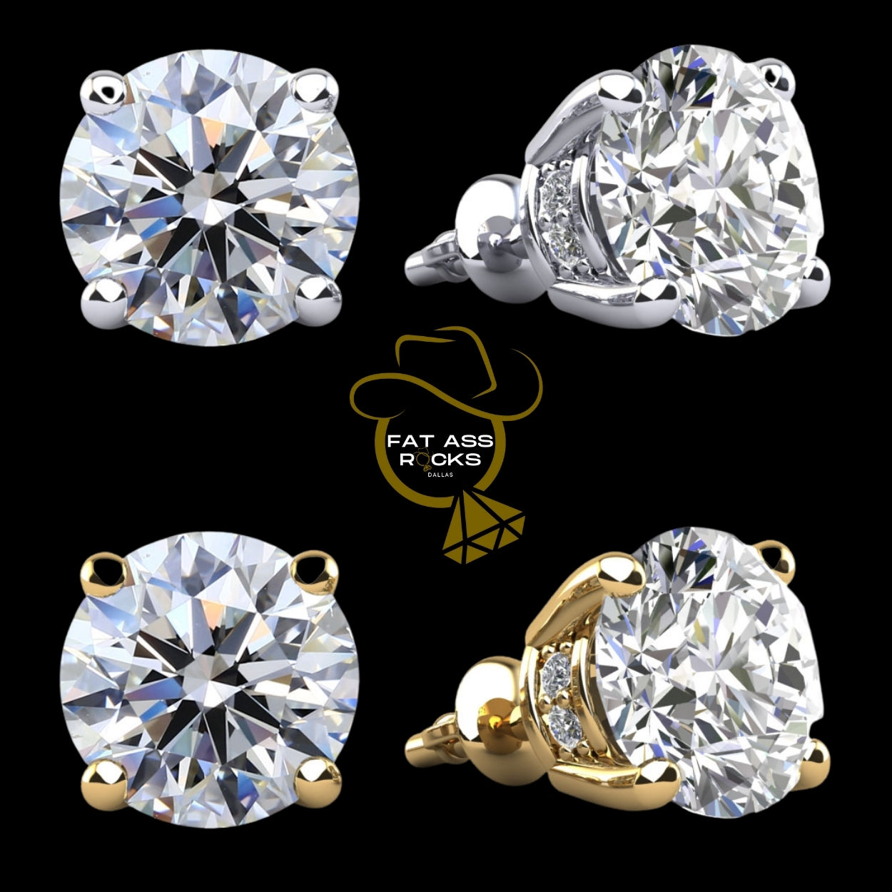 $555 1.04 CTW Lab Grown Diamond Studs with Hidden Halo