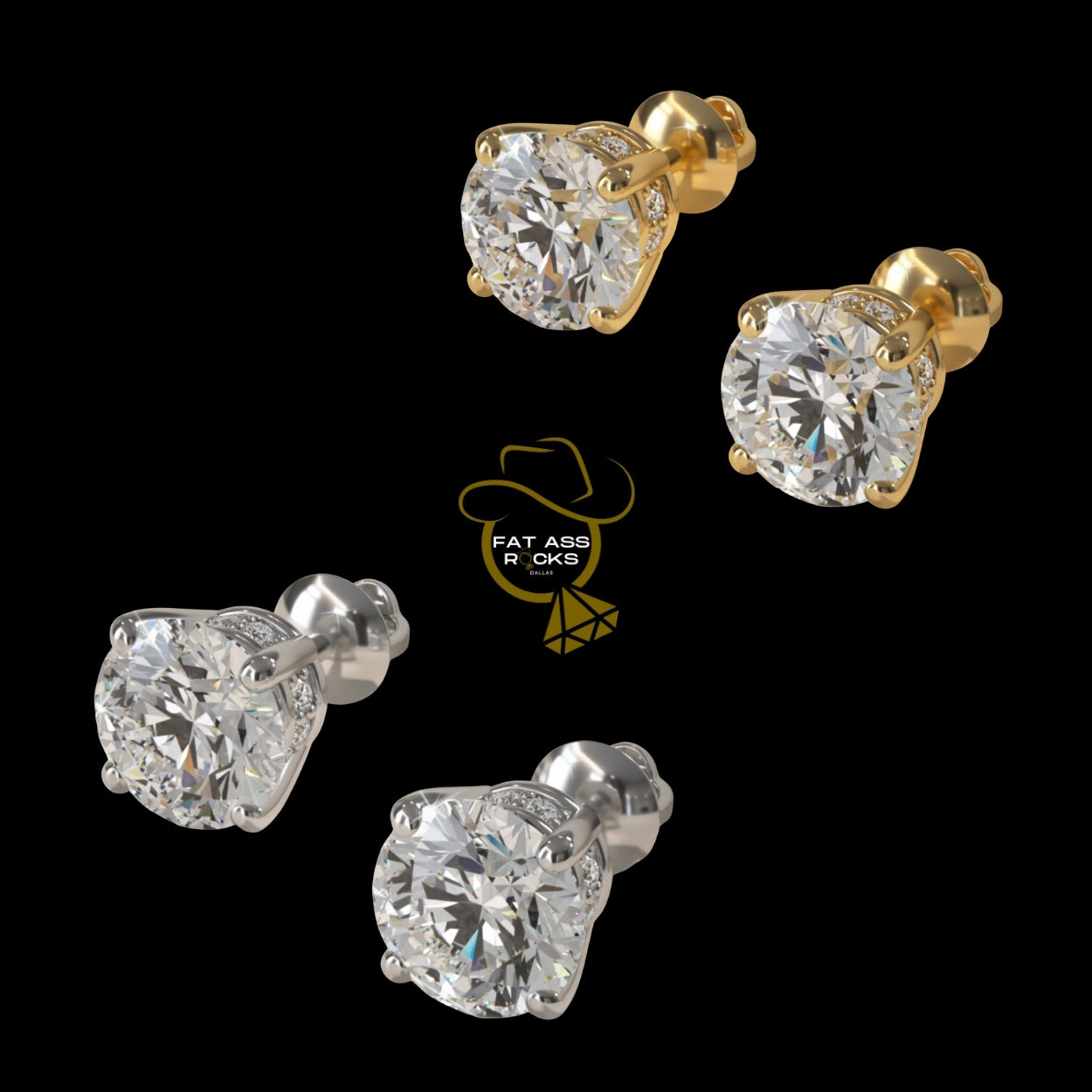 $555 1.04 CTW Lab Grown Diamond Studs with Hidden Halo