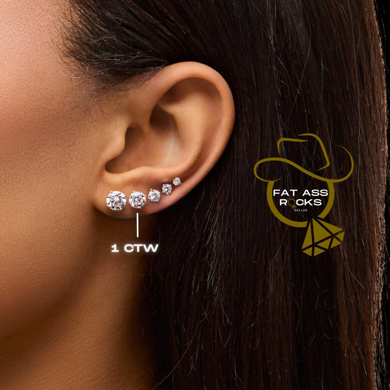 $555 1.04 CTW Lab Grown Diamond Studs with Hidden Halo